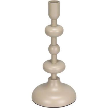 Imagem de CASTIÇAL DECORATIVO PORTA VELA HOME&CO METAL 22x10x10cm MARFIM
