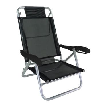 Imagem de Zaka - Cadeira de Praia Alumínio Reforçada 5 Posições Banho de Sol Preta 120 KG