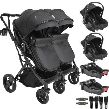 Imagem de Carrinho Kiddo para Gemeos 2 Bebe Conforto Colinho 2 Base Vox Preto