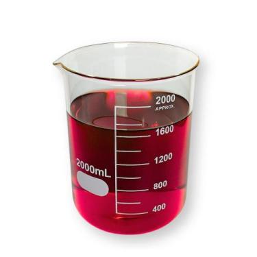 Imagem de Becker de Vidro Forma Baixa Graduado 2000 mL para preparo, mistura de 