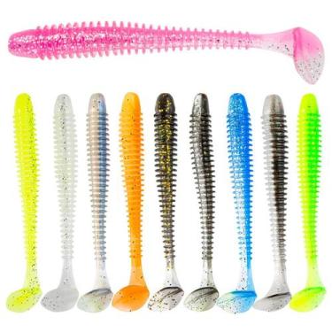 Imagem de Kit 10 Iscas Artificial Silicone Soft Corpo Espiral realista para tucu