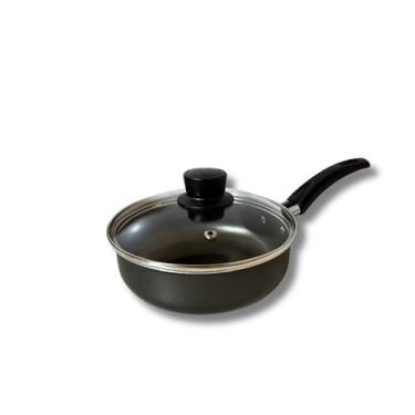 Imagem de Frigideira Funda 16cm Antiaderente Com Tampa De Vidro Gal, Preto