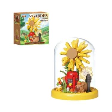 Imagem de Blocos De Montar Quebra-Cabeça Jardim De Capivara, Girassol, Rosa E Lí
