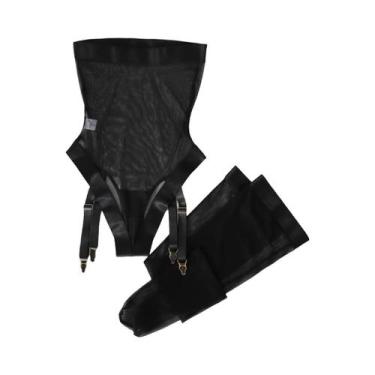 Imagem de Conjunto De Lingerie Transparente De Duas Peças Com Macacão De Malha S