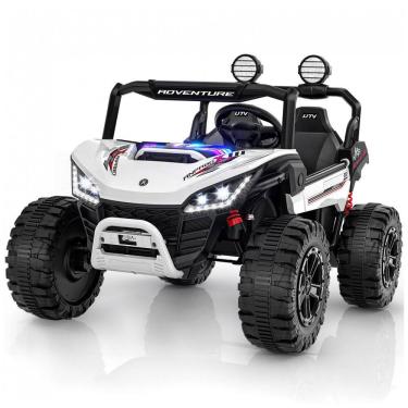 Imagem de Carro Elétrico Infantil ANPABO Branco 24V 2 Lugares 4 Motores 200W Suspensão Rainbow LED Controle Bluetooth 5.1km/h