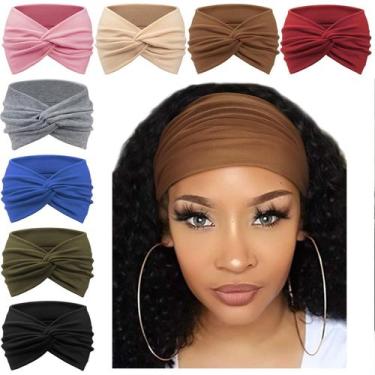 Imagem de Bandanas AQOKKA extra largas para mulheres, turbante antiderrapante x8