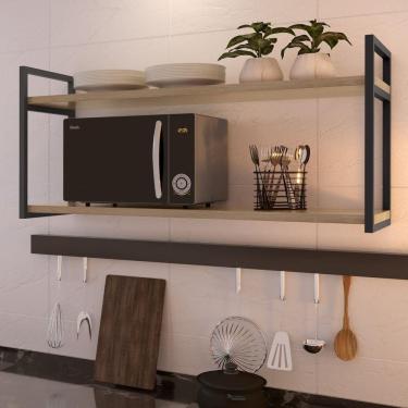 Imagem de Prateleira Industrial em Aço e MDF 40cmx40cmx60cm Elisa Yescasa  Grafite/Siena