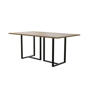 Imagem de Mesa de Jantar 6 Lugares 180cm Tampo MDF Atena Mais Decor Preto Fosco/Siena