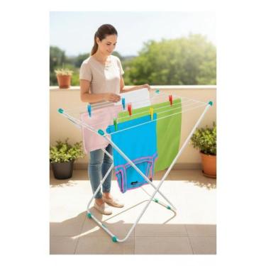 Imagem de Varal De Chão Branco Dobrável 79cm: Secagem Rápida Espaço Mi - Congrat