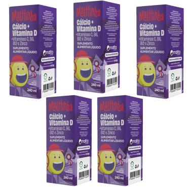 Imagem de Kit 5x Cálcio + Vitamina D 5x240ml Sabor Frutas Vermelhas Malttinha Maltta-Unissex