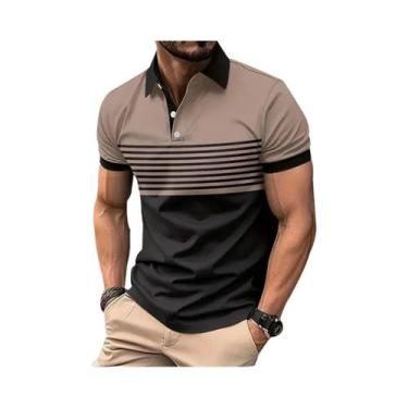 Imagem de Camisa Polo Listrada Casual Masculina Moda Verão 2025 Streetwear - NON