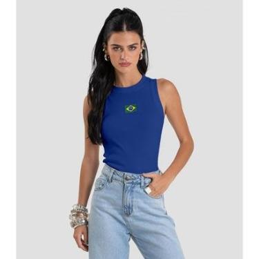 Imagem de Regata Feminina em Ribana Canelada Brasil Dianna Azul-Feminino