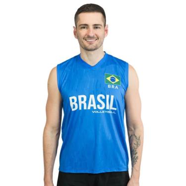 Imagem de Camisa de Vôlei Brasil 2024 Azul Royal Masculina-Masculino