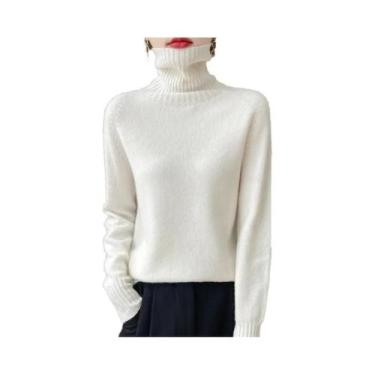 Imagem de Hoodie Feminino 100% Lã Merino, Manga Longa, Gola Alta, Top Quente Em 
