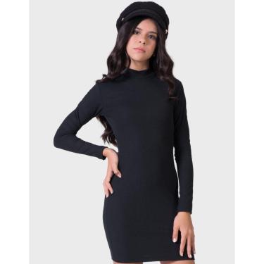Imagem de Vestido Canelado JUsto Manga Longa Novo Inverno Frio Nova Moda Elegante - Feminino 12 a 18 anos-Feminino