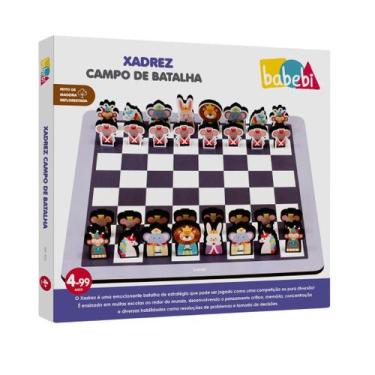 Imagem de Jode De Xadrez Infantil Campo De Batalha Em Madeira Babebi