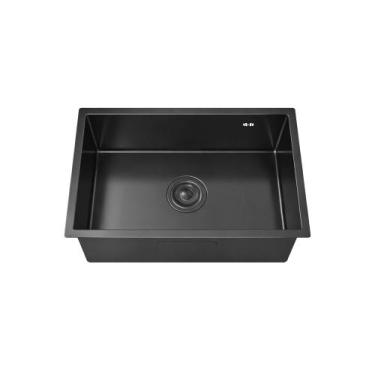 Imagem de Cuba Gourmet Cozinha 50x40 Completa Aço Inox 304 Escovado Preta - Brin