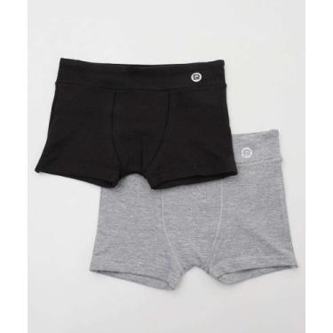 Imagem de Kit 2 Cuecas Boxer Infantil Cotton DelRio-37137, Cinza, Preto, M
