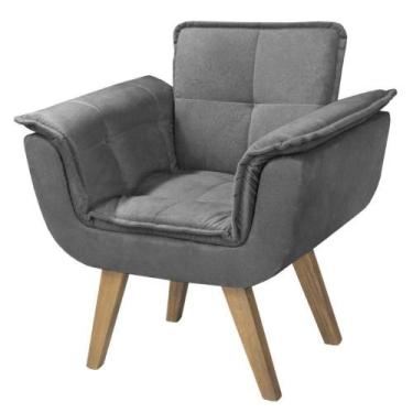 Imagem de Poltrona Opalla New Base Palito Tecido Cinza - D SALLA