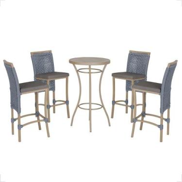 Imagem de Mesa Bistro e 4 Banquetas Roma Fendi Corda Náutica 11 Trama Original, 