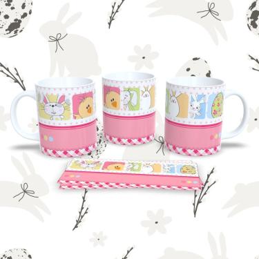 Imagem de Caneca de Porcelana Páscoa 2 para Bebidas 325ML com Estampa Temática Compatível com Mic...