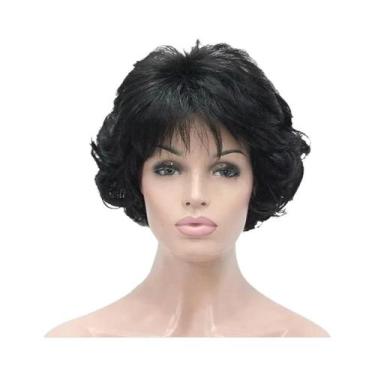 Imagem de Peruca Feminina De 2 Tons, Cinza E Branca, Cabelo Encaracolado Curto E