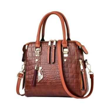 Imagem de Bolsa De Ombro Transversal Feminina De Grande Capacidade Em Couro PU C