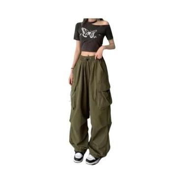 Imagem de Calças Cargo Retro Femininas Com Pernas Largas, Casuais, Estilo Baggy,