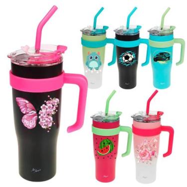 Imagem de Copo Garrafa Térmica com Canudo Personalizada 1,2L Grande Inox - Art H