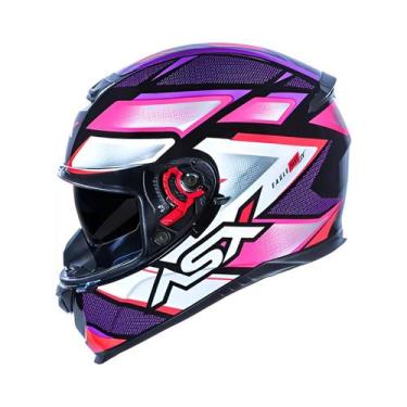Imagem de Capacete Asx Eagle Sv Fast Preto Brilho Lilas E Rosa Com Óculos Intern