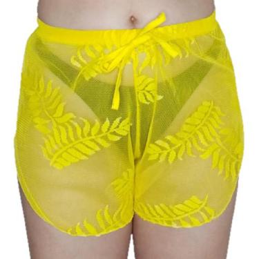 Imagem de shorts saída de praia em tule folhagens tampa bumbum - Tropicana Modas