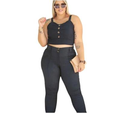 Imagem de Calça Feminina Plus Size Bengaline Preto Tamanho Grande - Mmariah, 50
