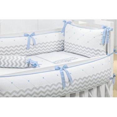 Imagem de Kit Berço Chambay cinza azul  - Luiza bebe