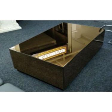 Imagem de Mesa de Centro Espelhado Dourado Design Retangular Moderno - LUXdécor