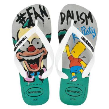 Imagem de Chinelo masculino top simpsons havaianas 4137889, Branco, Verde, 37/38