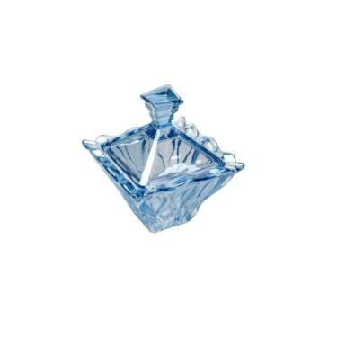 Imagem de Potiche Decorativo Cristal com Tampa Safir Azul 11X13cm - Wolff