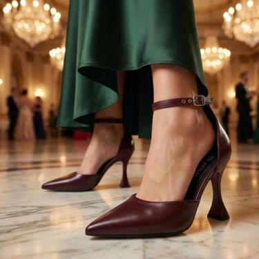 Imagem de Scarpin Feminino Slingback Bico Fino Salto 9cm Napa Madri Confortável 