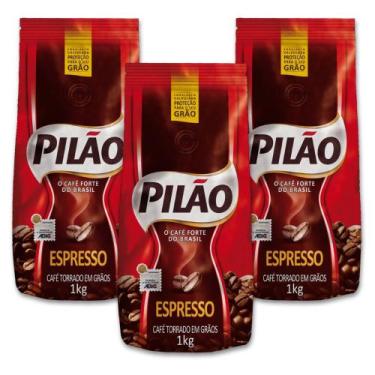 Imagem de Café Pilão Torrado em Grãos Espresso Kit 3 Pacotes 1kg