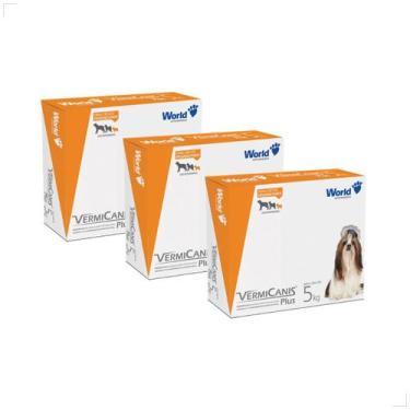 Imagem de Kit 3 VermiCanis Plus 400mg 4 Comprimidos Cães 5kg Medida:5kg - World,