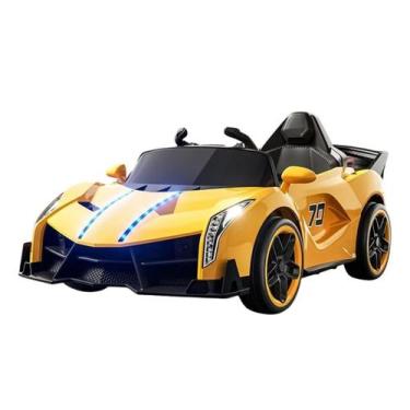 Imagem de Mini carro eletrico infantil 6v amarelo bw404am com controle remoto - 