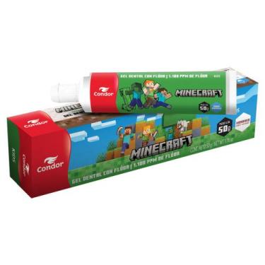 Imagem de Gel Dental Condor Minecraft com Flúor Sabor Morango 50g
