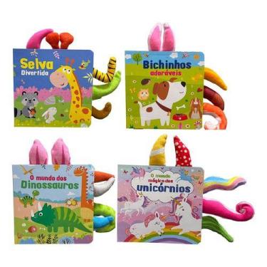 Imagem de Kit 4 Livros Infantis Rabinhos Com Pelúcia Em Cada Página Capa Dura Di