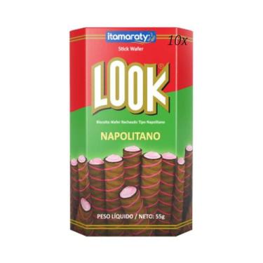 Imagem de Kit C/ 10 Biscoito Stick Wafer Recheado Look 55g, 10x Napolitano