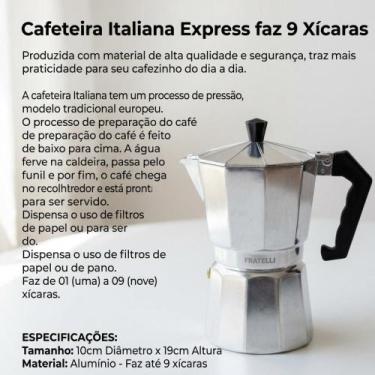 Imagem de Cafeteira Italiana Moka Express Alumínio Faz Até 9 Xícaras Café Expres
