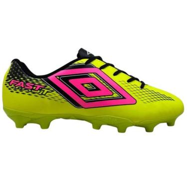 Imagem de Chuteira Futebol Campo Umbro Fast Adulto com Travas, 41, Limão preto r
