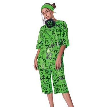 Imagem de Disguise Billie Eilish Costume, Official Green Oversize Top and Shorts for Kids, Musical Artist Inspired Outfit, Classic Child Size Medium (7-8) (112579K)