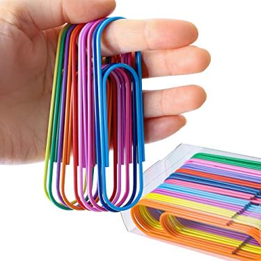 Imagem de Clipes de papel grandes de 10,16 cm, 30 peças revestidas de vinil multicoloridas, gigante, gigante, grande suporte de papel colorido para organização de documentos no escritório e escola