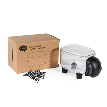 Imagem de Suportes de clipe de papel, suporte de clipe de papel acrílico, dispensadores com 100 peças de clipes de papel preto de 28 mm, para organizador de acessórios de mesa (preto)