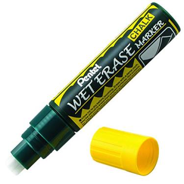 Imagem de Pentel Marcador de giz para apagar molhado, ponta jumbo, tinta amarela, caixa com 12 (SMW56-G)