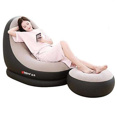 Imagem de MAKEDA Kit Sofá Inflável com Puff Portátil para Lazer, Descanso, Casa, Quarto, Sala, Jardim, Piscina - 26 cm x 25 cm x 6 cm